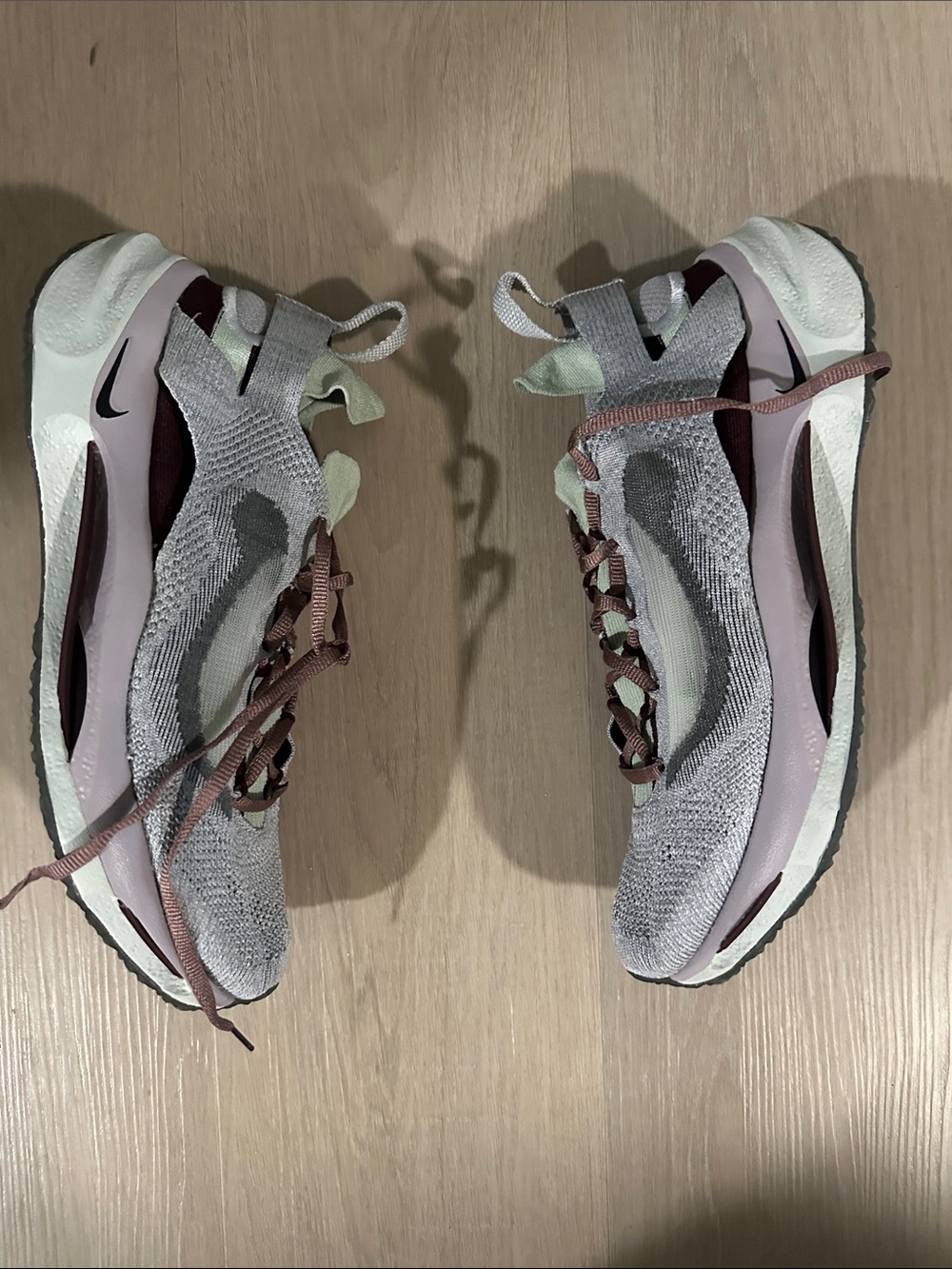 Nike  Grey and Mauve Knit Running Shoes